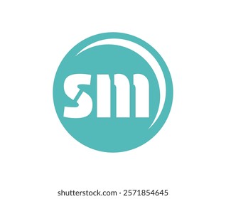 SM sport emblem or team logotype. Ball logo with a combination of Initial letter S and M for balls shop, sports company, training, club badge. Vector illustration.