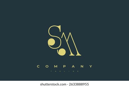 SM Typography Logo Design. Stylish monogram design depiction featuring the letters S and M combined in an artistic signature style, delivering a unique and creative visual representation.