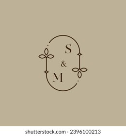 Logotipo inicial de boda SM en un diseño profesional de alta calidad que se imprimirá bien en cualquier medio impreso