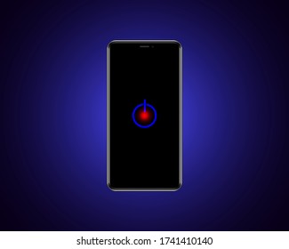 teléfono inteligente con
botón de encendido brillante en la pantalla, sobre un fondo hermoso