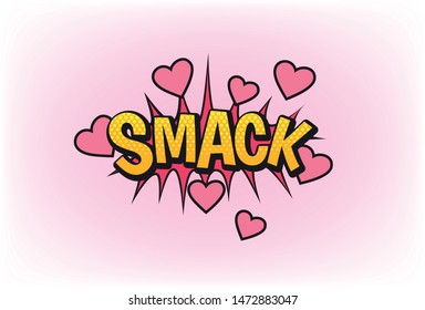 SMACK lettering in pop art style on pink background