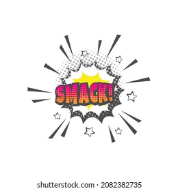 Smack star explosion comic pop art. Cartoon calorful lettering vector.