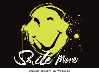 Smaile more, typography street art graffiti with spray splash effect, typography street art graffiti slogan print with spray effect for graphic tee, Smaile more typography 