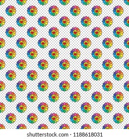 smailly and happy rianbow flower seamless pattern background