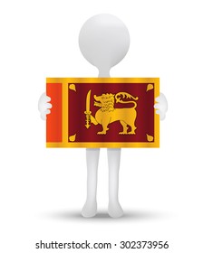 small 3d man holding a flag of Democratic Socialist Republic of Sri Lanka
