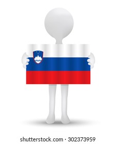 small 3d man holding a flag of Republic of Slovenia
