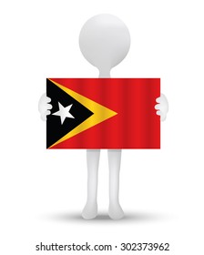 small 3d man holding a flag of Democratic Republic of Timor-Leste