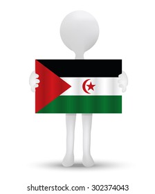 small 3d man holding a flag of Western Sahara