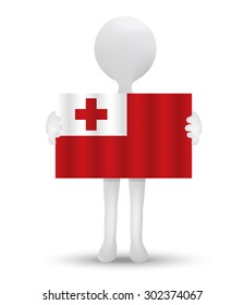 small 3d man holding a flag of Kingdom of Tonga