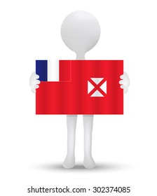 small 3d man holding a flag of Wallis and Futuna
