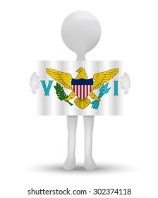 small 3d man holding a flag of United States Virgin Islands
