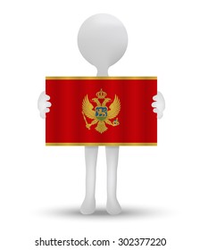 small 3d man holding a flag of Montenegro
