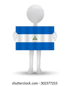 small 3d man holding a flag of Republic of Nicaragua
