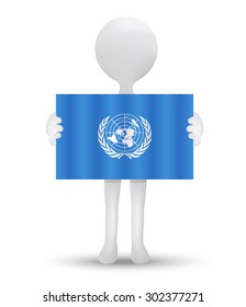 small 3d man holding a flag of Paracel Islands, UN
