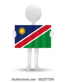 small 3d man holding a flag of Republic of Namibia
