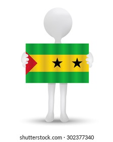 small 3d man holding a flag of Democratic Republic of Sao Tome and Principe
