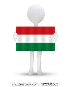 small 3d man holding a flag of Hungary