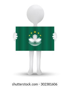 small 3d man holding a flag of Macau SAR China
