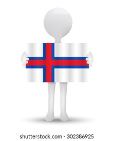 small 3d man holding a flag of Faroe Islands
