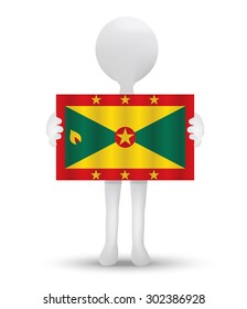 small 3d man holding a flag of Grenada