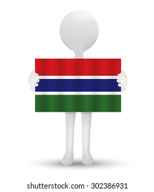 small 3d man holding a flag of Republic of The Gambia
