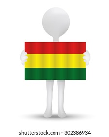 small 3d man holding a flag of Plurinational State of Bolivia