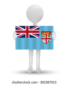 small 3d man holding a flag of Republic of Fiji