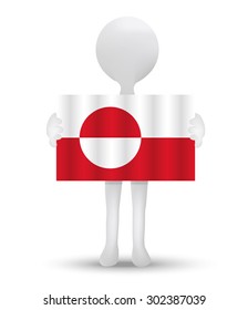 small 3d man holding a flag of Greenland