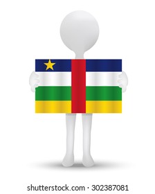 small 3d man holding a flag of Central African Republic