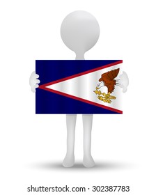 small 3d man holding a flag of American Samoa
