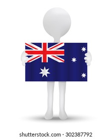 small 3d man holding a flag of Ashmore and Cartier Islands 