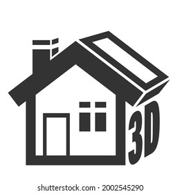 hogar impreso en 3d pequeño, icono
