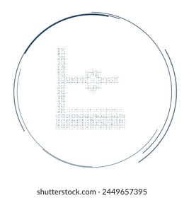 The small 3D printer symbol filled with dark blue dots. Pointillism style. Vector illustration on white background