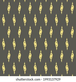 Small abstract decorative elements, equally spaced on the flat surface. Grid pattern in black and yellow.
