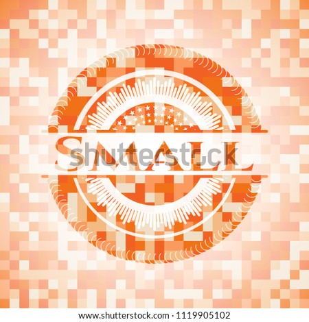 Small abstract emblem, orange mosaic background