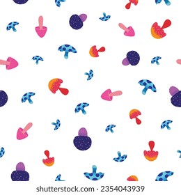 Small abstract mushrooms seamless vector pattern