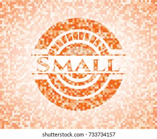 Small abstract orange mosaic emblem with background