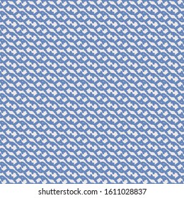 Small abstract shapes aligned obliquely as in a chain. Repetitive decorative pattern in blue and light gray. Towel texture.