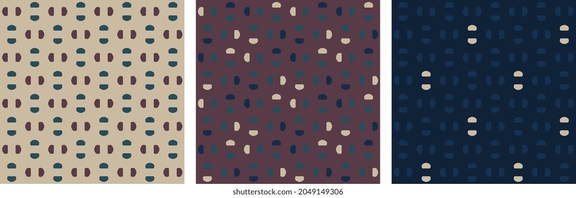 Small abstract shapes common geometric motif pattern continuous minimal background. Dotty texture modern geo fabric design textile swatch, ladies dress, man shirt, fashion garment all over print block