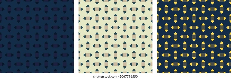 Small abstract shapes common geometric motif basic pattern continuous minimal background. Modern geo fabric design textile swatch, ladies dress, man shirt, fashion garment all over print block.