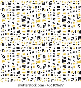 small abstract stone wall seamless vector pattern. mosaic yellow and black  color repeatable motif 