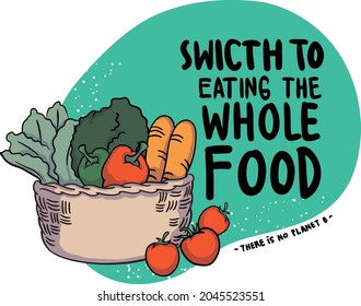 Small Acts Create Huge Impact. Switch to eating the whole food is one of list to do for climate change.