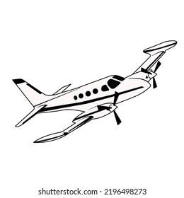 small aircraft black and white vector design