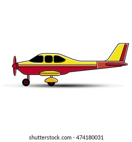 small aircraft with propeller in color-vector drawing