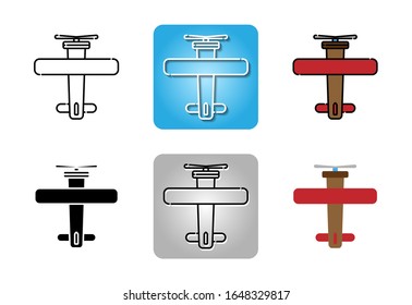 Small aircraft with propeller icon set isolated on white background for web design 