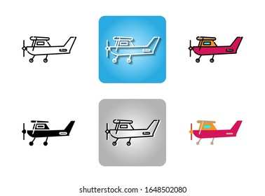 Small aircraft with propeller icon set isolated on white background for web design 