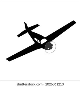 small aircraft with propeller silhouette vector design