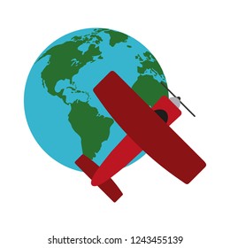 Small airplane around world