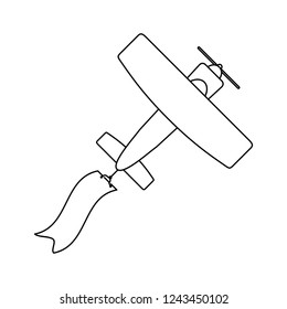 Small airplane with banner black and white