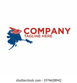 Small airplane logo template, private airplane charter design illustration of aviation in alaska